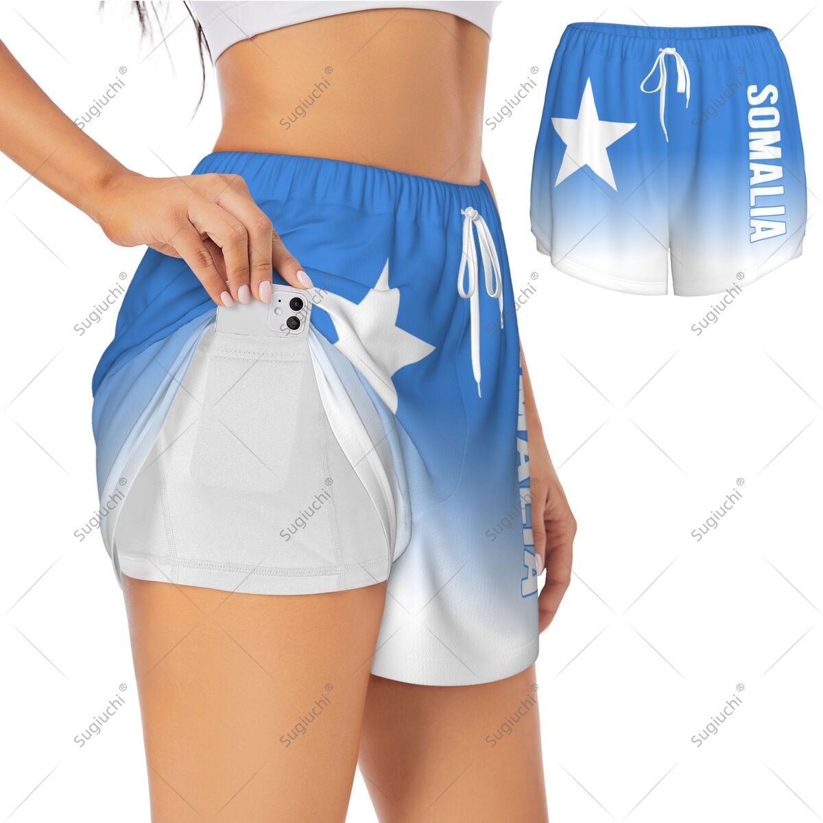 Yoga Fitness Girl - Women Girl Sports Shorts Somalia Flag