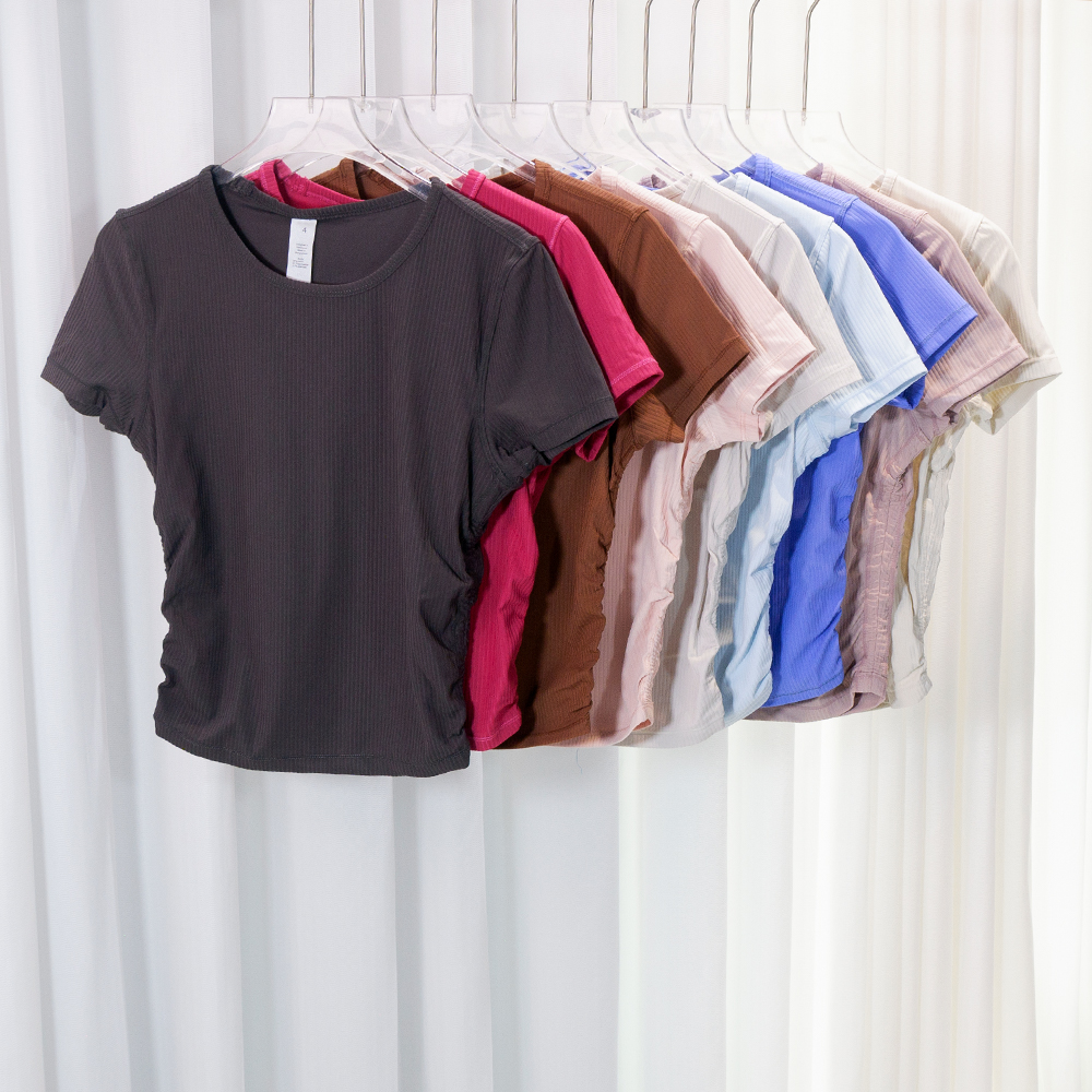 Waist-cinching Short Sleeve Sl - Yoga Fitness Wear のレビューと価格