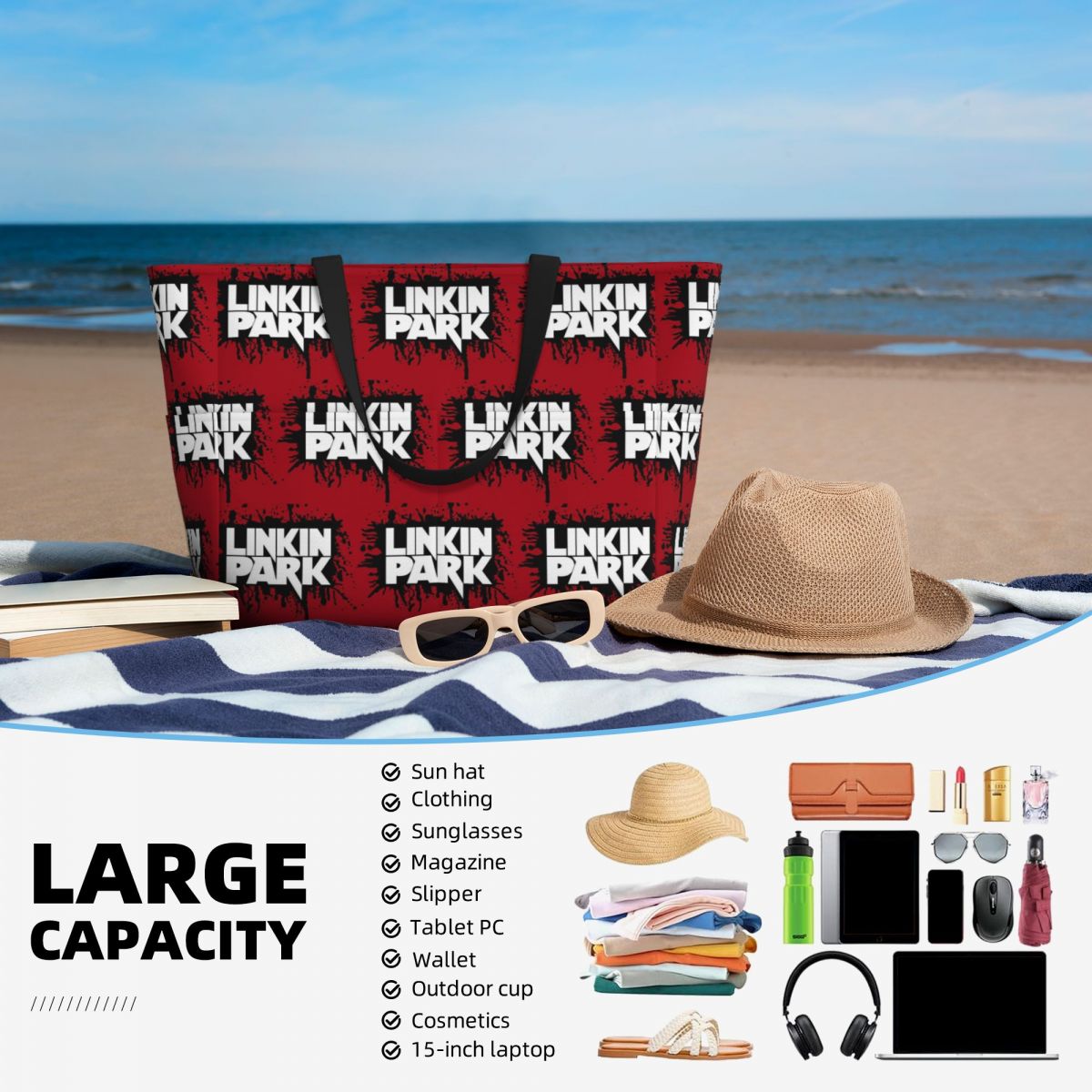 Linkin Park Band Beach Tote Ba - Yoga Fitness Park のレビューと価格