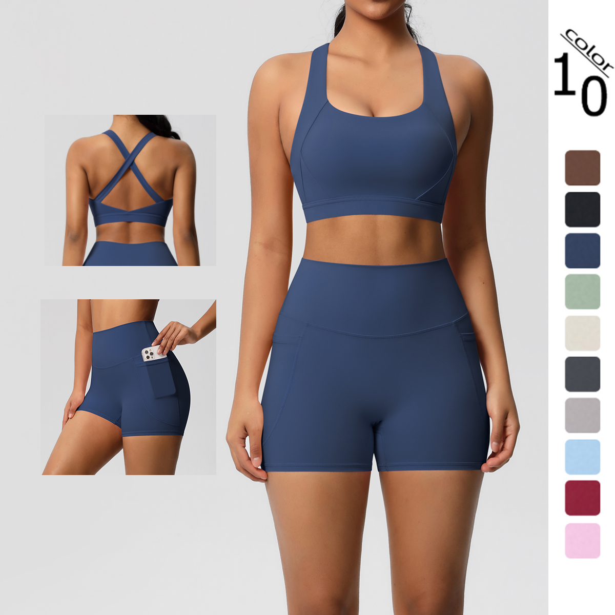 2PCS Sportswear With Pocketed  - Yoga Fitness Outfit のレビューと価格