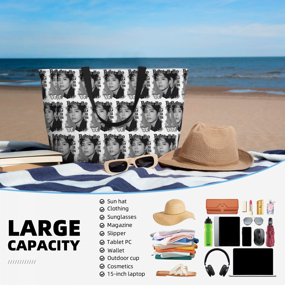 Park Bo Gum Kpop Beach Tote Ba - Yoga Fitness Park のレビューと価格
