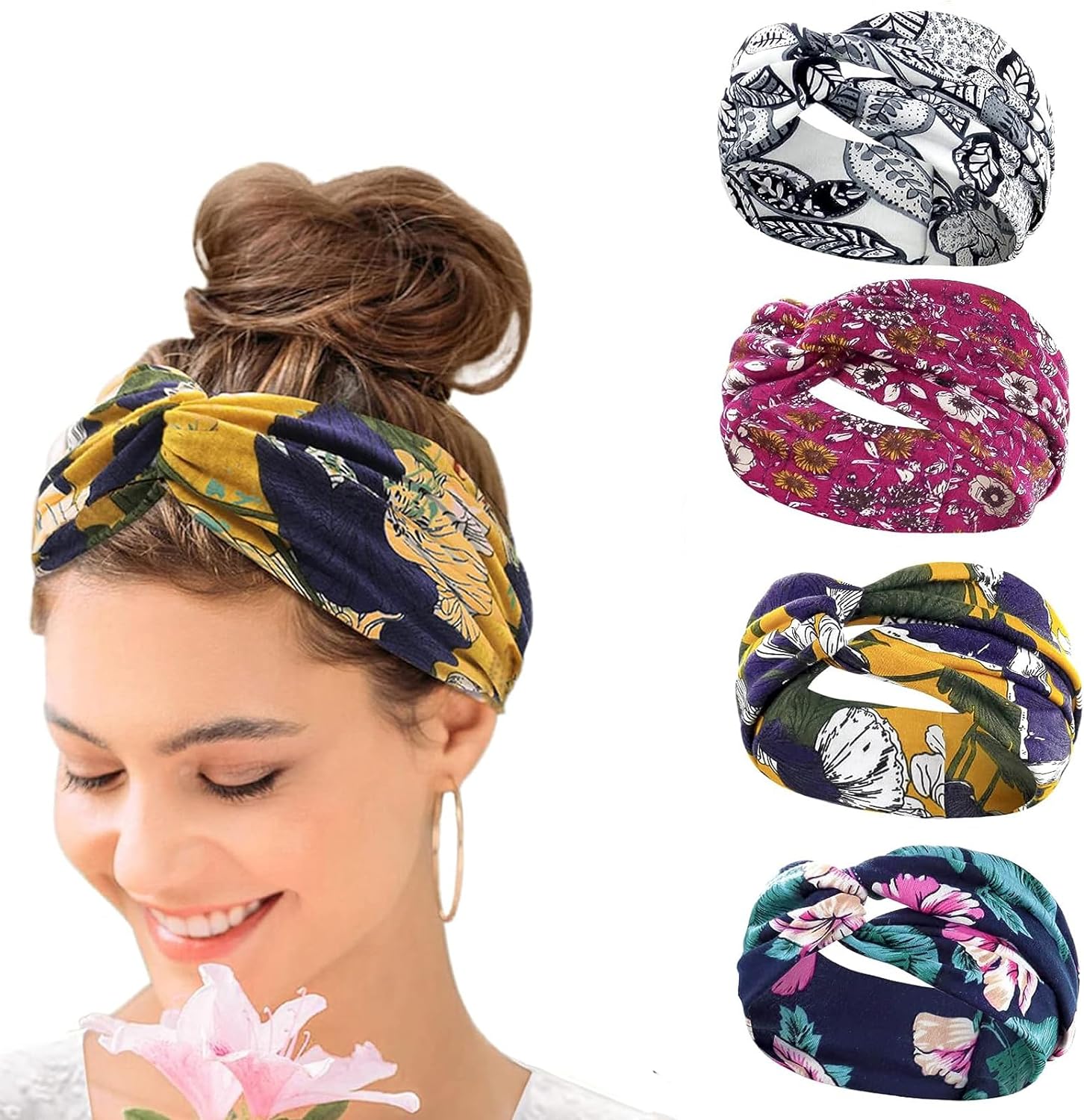 4 Pcs Boho Headbands for Women - Yoga Fitness Girl のレビューと価格